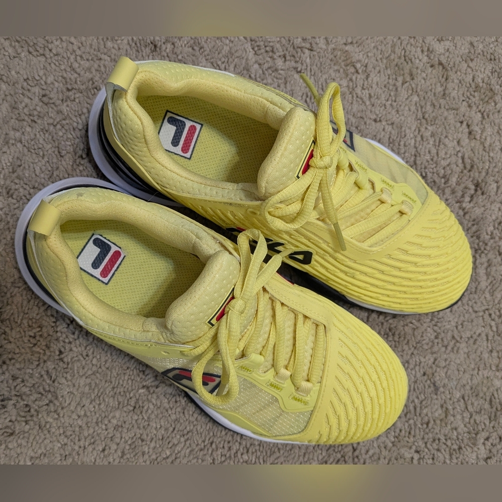 Fila Speedserve Energized Womens Yellow Athletic Tennis Pickleball Shoes